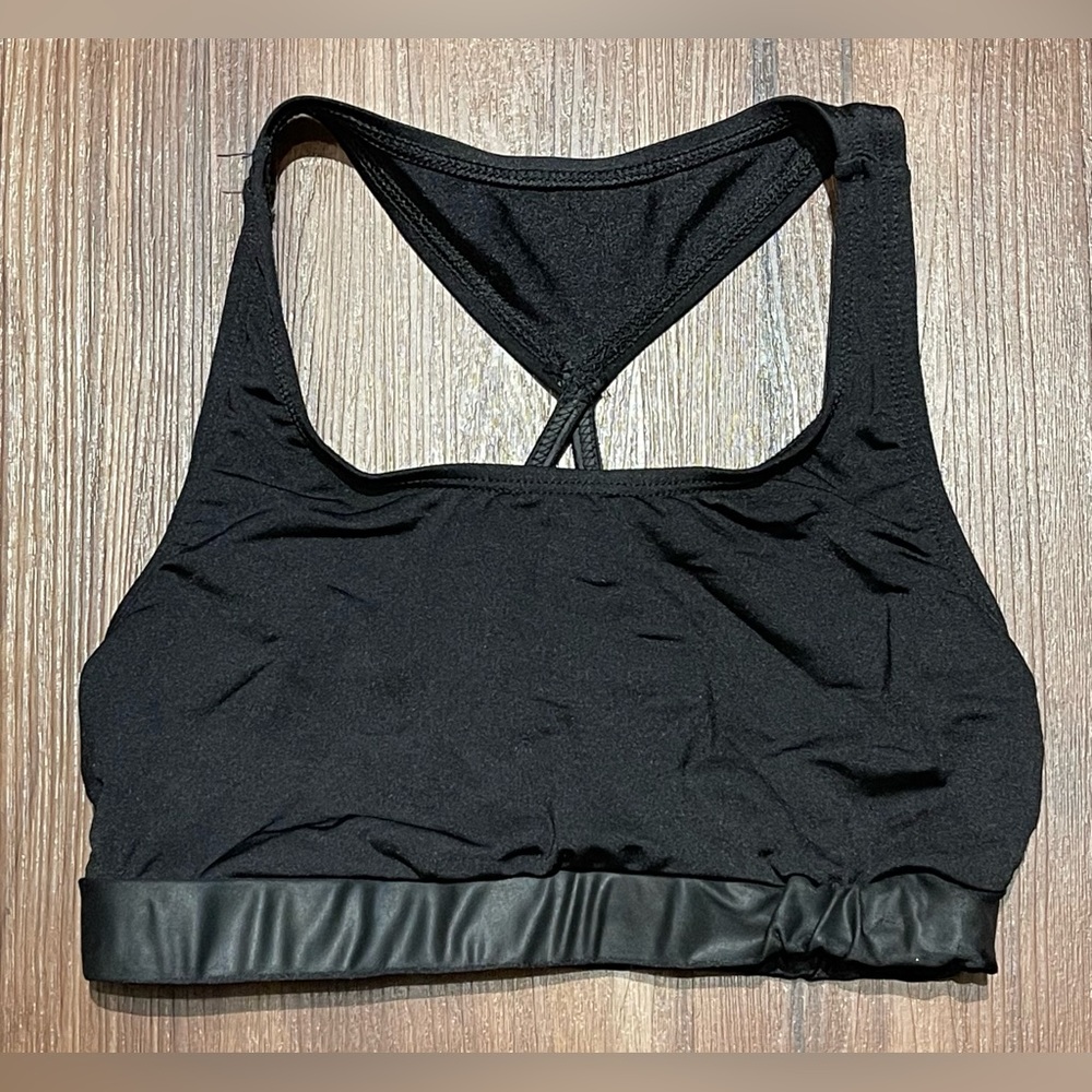 Double Platinum Black T-Back Dance Bra Top - S